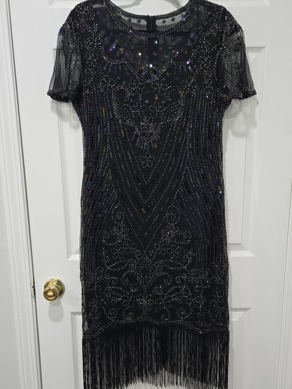 Beaded Black Fringe Flapper Costume Dress